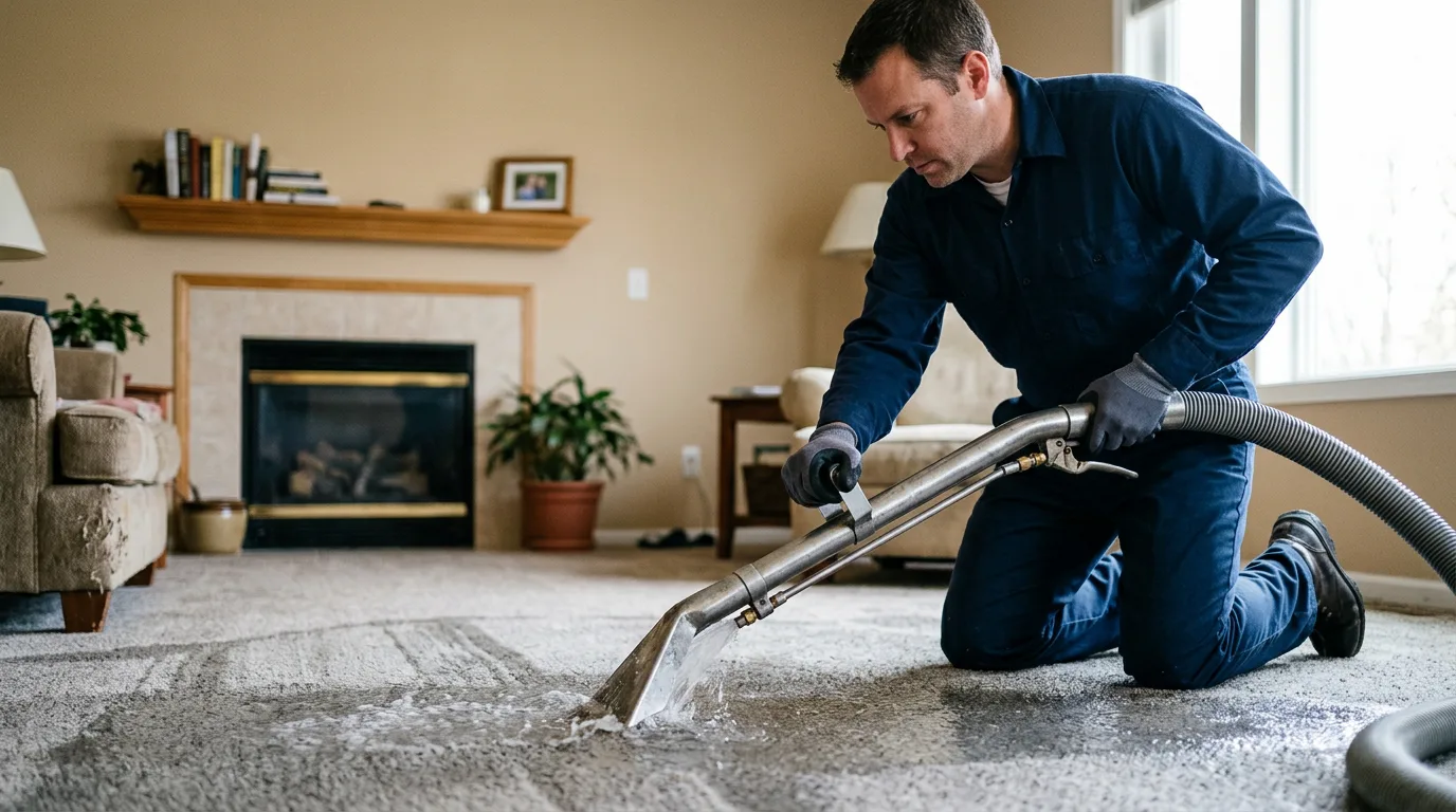 Water damage restoration technician working near Lawton, MI